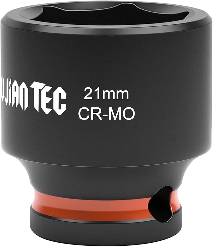6-Point Shallow Impact Socket, 3/8-Inch Drive 21mm Socket, Cr-Mo,Automotive, Truck Maintenance, Heavy Equipment Repair