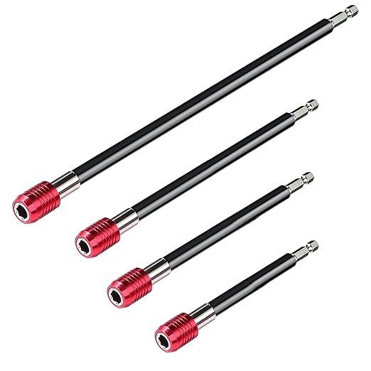 Mwellewm Drill Bit Extension Set, 4Pcs Magnetic Drill Screwdriver Bit Holder Bar Chuck Adapter Extender 1/4 inch Hex Quick Release Bit Holder for Impact Driver Screws Nuts Drill
