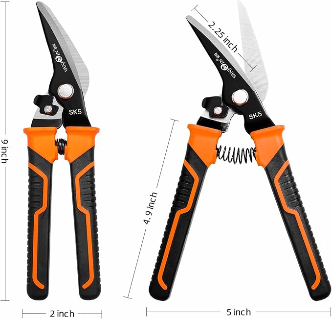 9'' Scissors Heavy Duty, Carpet Cutter with SK-5 Steel Blade, Multipurpose Carpet Cutting Scissors All Purpose for Carpet/Cardboard/Recycle