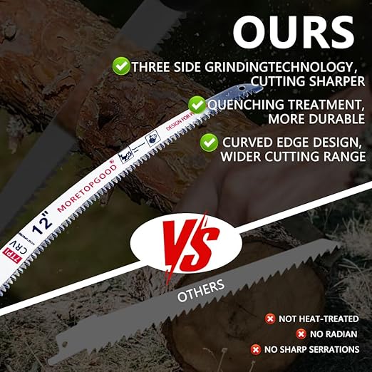 12” Arc Edge Reciprocating Saw Blade, 7TPI Japanese Teeth with Curved Edge Wood Pruning Saw Blades for Tree Trimming, Wood Cutting (3 Pack)