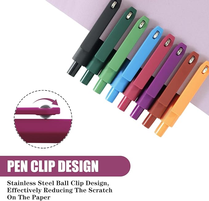 Vitoler Gel Pens, 0.5 mm Black Ink Pens, 8 pcs Smooth Writing Pens for Bible, Retractable Quick Dry Fine Point Pen for Office Desk Accessories, Stocking Stuffers for Women