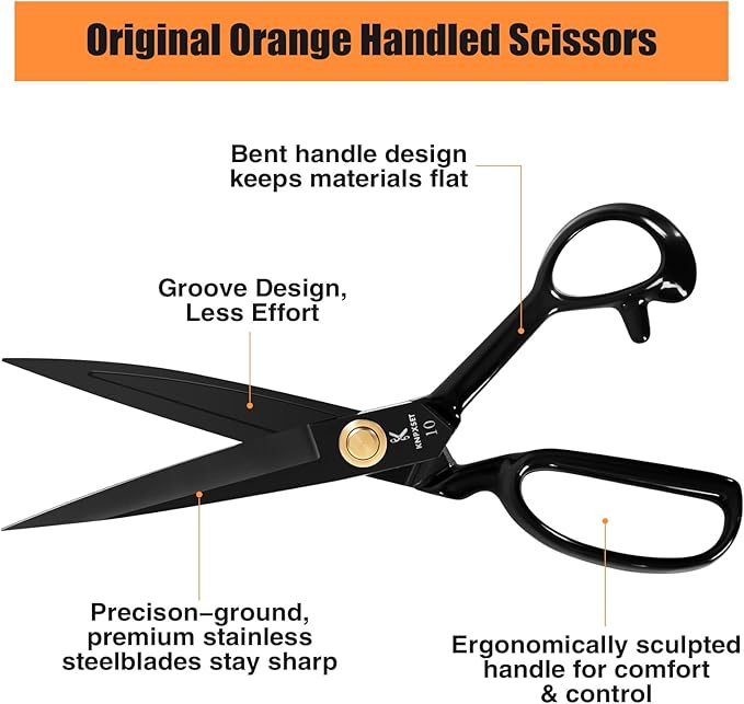Professional Tailor Scissors 9 Inch - Fabric Scissors Heavy Duty, Sharp Sewing Shears for Cutting Fabric, Leather, Home, Office, Artists, Dressmakers