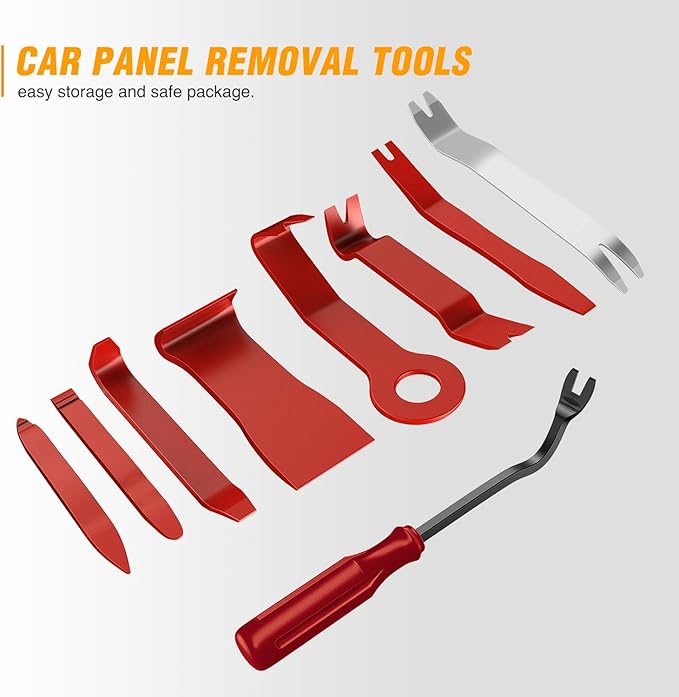 GOOACC 9PCS Auto Trim Removal Tool Kit No-Scratch Tool Kit for Car Audio Das Window Molding Fastener Remover Tool Kit-Red