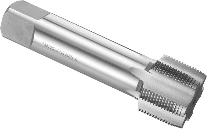 uxcell Hand Plug Tap M52 x 2.5 H2 Metric Thread Plug Style Taps Straight Flute Screw Tapping Threading Tool High Speed Steel HSS6542