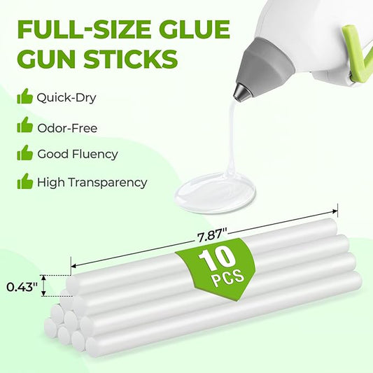 WORKPRO Hot Glue Gun Full Size - 60/100W Dual Temp Glue Gun and Sticks Set with 10 PCS Glue Sticks (7/16") - 90S Fast Preheating Hot Glue Gun Kit for Construction, Crafting, DIY and Repairs - White