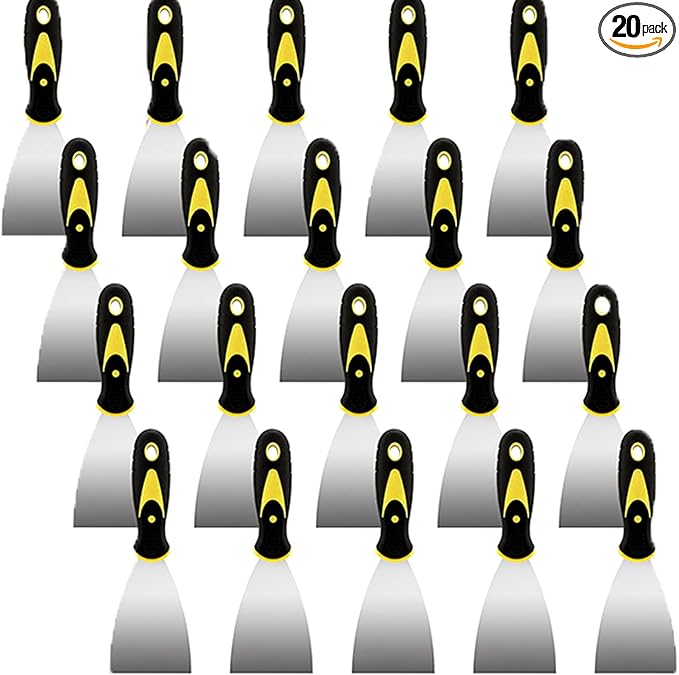 20 PCS 3 Inch Putty Knife, Stainless Steel Putty Knife Scraper, Spackle Knife for Drywall Finishing, Plaster Scraping, Patching and Painting, Decals, and Wallpaper