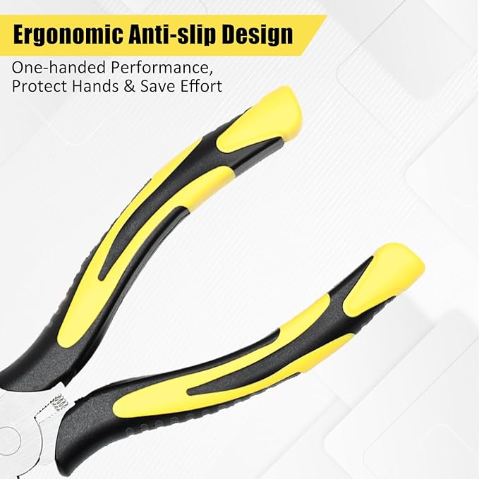 Premium Long Needle Nose Pliers-6?쇺? Paper Clamp Precision, High Carbon Steel, Soft Grip with Wire Cutter, Long Nose Cutting Pliers for Home, Fishing, Jewelry, Crafts,2pcs