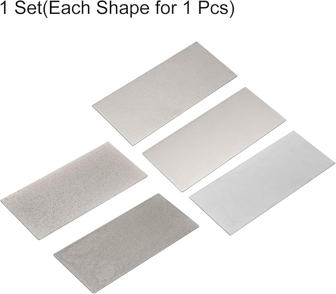 HARFINGTON 5pcs Diamond Sharpening Stone Set 80/150/400/800/1500 Grit Knife Sharpening Stone Surface Plate for knives Scissors Kitchen Tools, Silver Tone