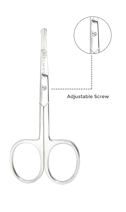 Rounded Stainless Steel Small Facial Hair Scissors ??3.7 Inches ??Rounded Tip Scissors for Nose Hair, Mustache, Beard, Eyebrows, Eyelashes & Baby Nails