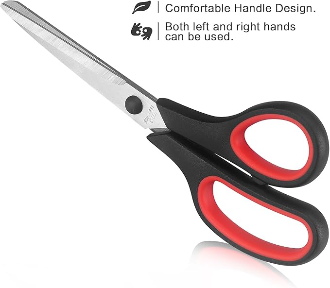 All Purpose Scissors with Stainless Steel Blades, High Performance Cutting, Ergonomic and Comfort Handles, Perfect for Office Home School Art Crafts, 8.5 Inch, 2 PCS
