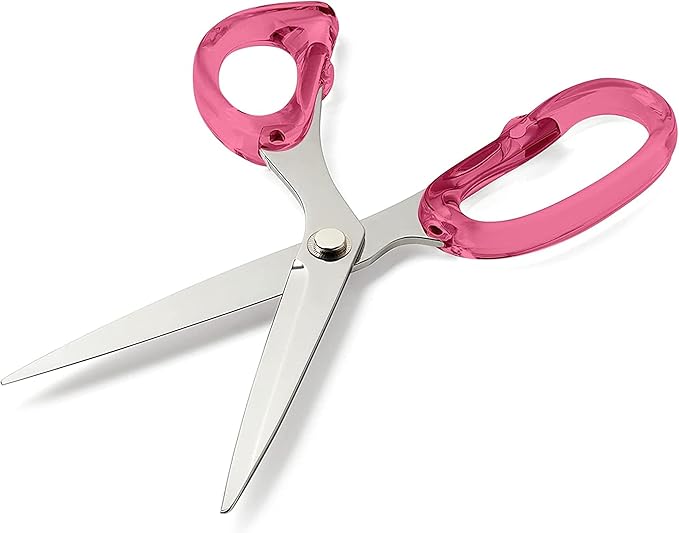 OfficeGoods 9??Stainless Steel Acrylic Scissors for Office and Home - Aesthetic and Sharp All Purpose Scissors, Perfect for Sewing, Arts and Crafts - Pink Silver Metal