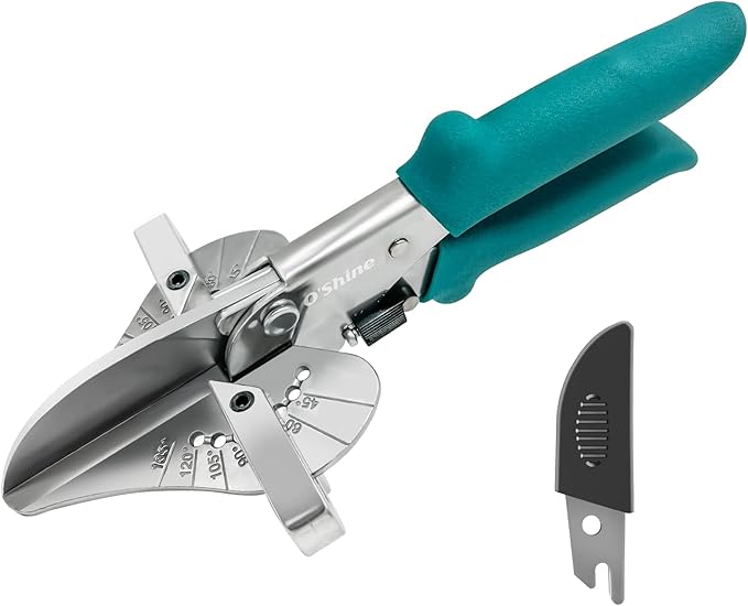 O?셎hine Miter Shears for Angular Cutting Molding Crafting,Shoe Molding Cutter Tool,45-135 Degree Multi Angle Trim Cutter Hand Tool for Soft Wood PVC, an Extra Blade with Sheath Included