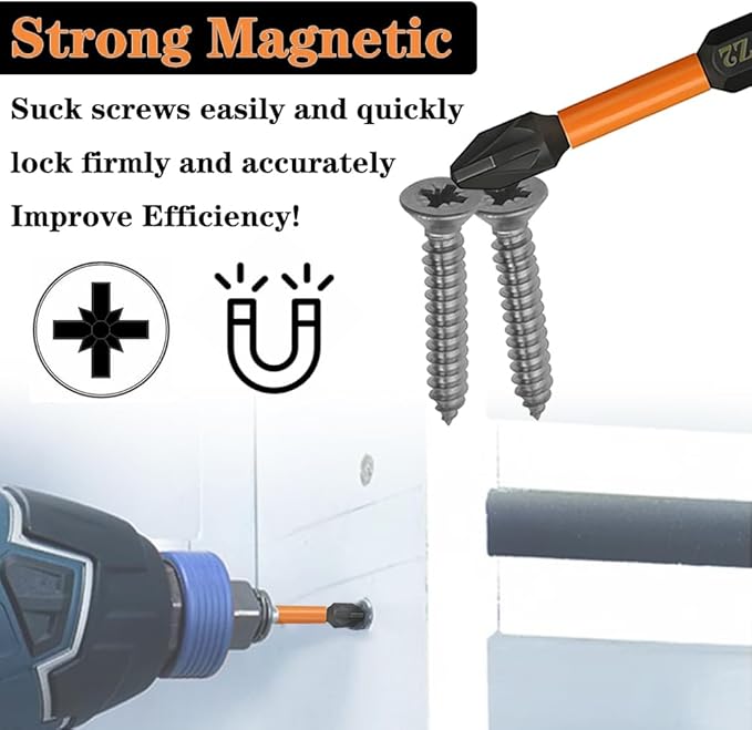 10PCS Magnetic PZ2 Pozi Screwdriver Bit Set Quick Release 1/4 Inch Hex Shank Pozidriv #2 Drill Bits S2 Alloy Steel Impact Driver Bit for Power Drilling (2 Inch Length)