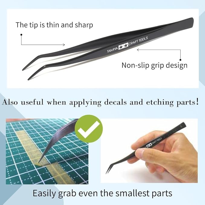 3-Piece Model Tool Set ??Tamiya Modeler?셲 Knife PRO, Tamiya Curved Tweezers & Cutting Mat