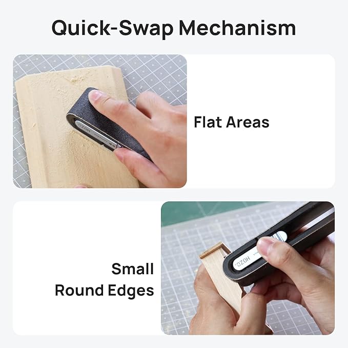 HOZO NeoBlock Sanding Block with Standard Head ??Smooths 3D Print Layer Lines, For Flat Surfaces & Small Curves, 5s Quick-Swap Design for Heads & Sandpapers, Includes 1 Pcs 400 Grit Belt
