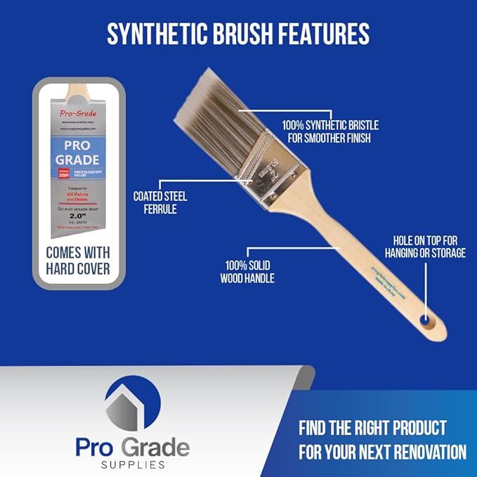 Pro Grade - Paint Brushes - 12Ea 2" Angle Brushes
