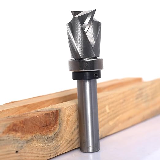 Compression Top Bearing Spiral Flush Trim Router Bit 1/2 Shank - 7/8" Cutting Dia, 1-3/16??Cut Height, Carbide Up-Down Pattern Template Flush Cut Router Bit, for Wood Trimming