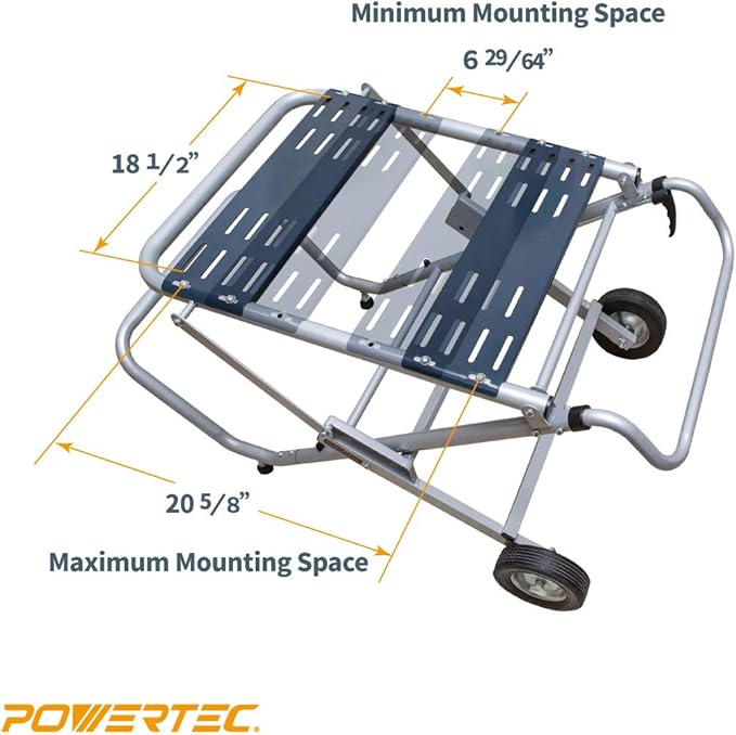 POWERTEC Table Saw Stand with Wheels, Portable Stand w/ 330Lbs Load Capacity, Foldable Design for Easy Storage in Garage, Compatible with Dewalt Table Saw (MT4009)