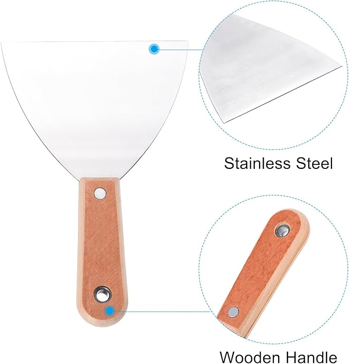 PATIKIL 5" Putty Knife, 2 Pack Carbon Steel Blade Scraper Tool with Wooden Handle for Repairing Wall Paint Stripping Removing Wallpaper