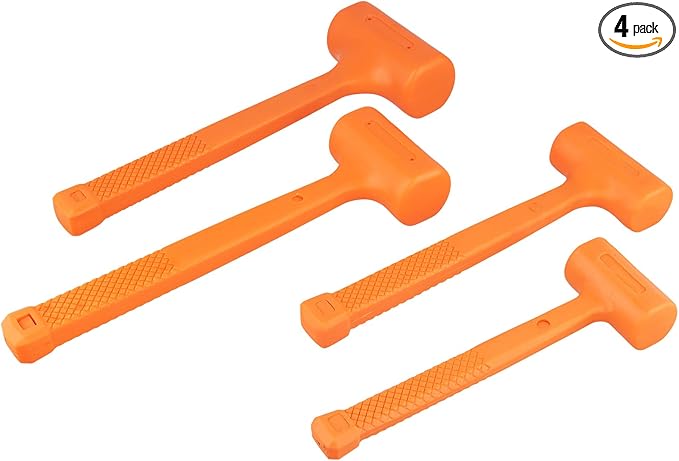 4 PCS 1/2,1,2,3 lb Dead Blow Hammers, Spark and Rebound-Resistant Rubber Mallet with Non-Slip Grip, Non-Marring Design