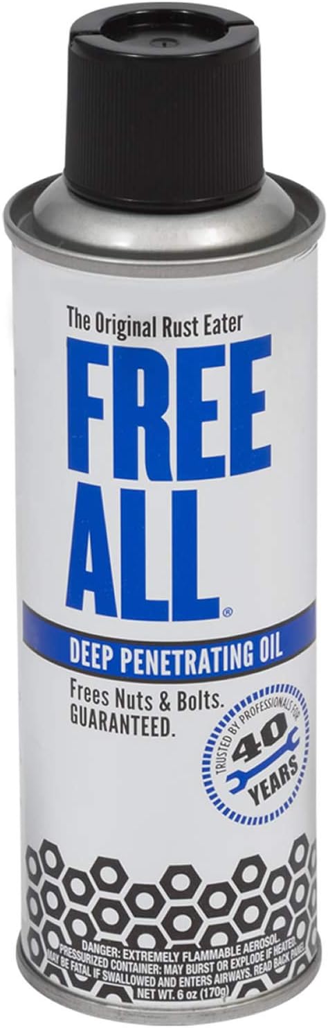 Free All Rust Eater Deep Penetrating Oil, 6 oz Aerosol ??Loosens Rusted Bolts, Nuts, Pipe Connections & Locks ??Industrial-Grade Rust Remover, Silicone-Free Formula, Safe for Paint & Plastic Surfaces