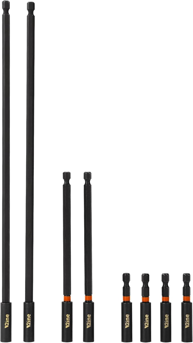 8 Pcs Strong Magnetic Impact Driver Bit Holder Extension Set:4 PCS 2.5 Inch Long + 2 PCS 6 Inch Long + 2 PCS 12 Inch Long Magnetic Screwdriver Bit Holder