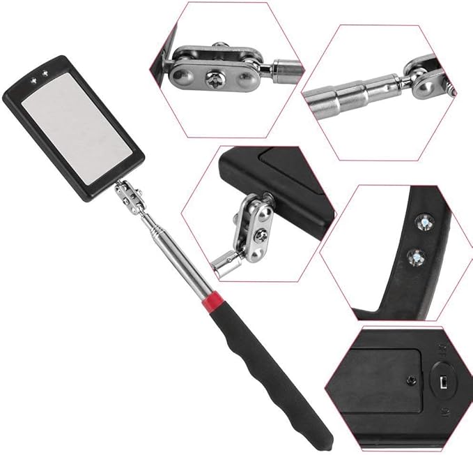 Telescoping inspection mirror with LED lights竊똅lexible Claw Grabber Tool Magnetic 4 Claw Picker. Combination tool set. Easy to extendable observe and grab the items in the gap picker upper grabber