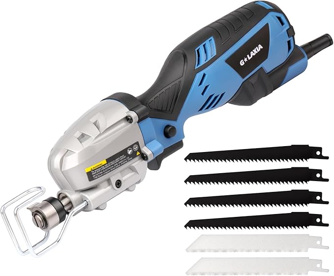 Reciprocating Saw, 5Amp 3000SPM Variable Speed Reciprocating Saw with 1/2" Stroke Length, 6Pcs Blades for Wood, Soft Metal, PVC Pipe Cutting