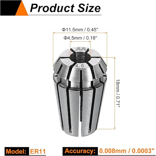 HARFINGTON Spring Collet Chuck ER11 4.5mm 65Mn Spring Steel Precision Router Collets for CNC Engraving Milling Lathe Tool