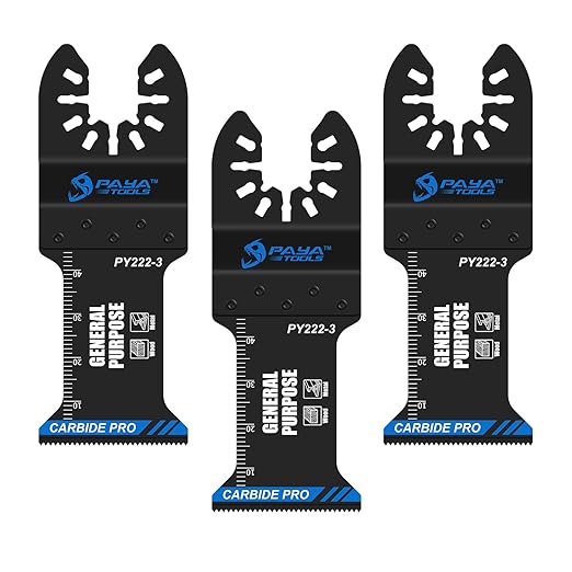 Carbide Oscillating Saw Blades, 1-3/8'' Multitool Blades Quick Release for Heavy Metal, Nail,Aluminium,Pipe, Copper and Other Hard Materials (3-Pack)