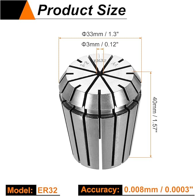 HARFINGTON Spring Collet Chuck ER32 3mm 65Mn Spring Steel Precision Router Collets for CNC Engraving Milling Lathe Tool