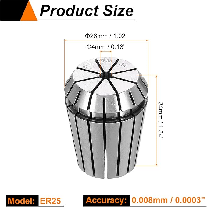 HARFINGTON Spring Collet Chuck ER25 4mm 65Mn Spring Steel Precision Router Collets for CNC Engraving Milling Lathe Tool