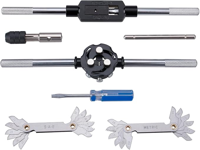 60-Pc Master Tap and Die Set - Include SAE Inch Size #4 to 1/2??and Metric Size M3 to M12, Coarse and Fine Threads | Essential Threading Rethreading Tool Kit with Complete Accessories and Storage Case