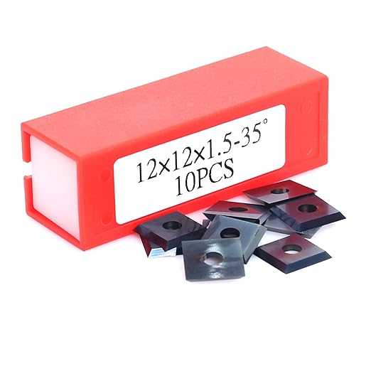 10PCS 12x12x1.5mm(Thickness) DLC Coated Carbide Inserts Cutters for Slab Flattening Router Bit, 4-Cutting Edge(Reversible), Standard Square Blade for Surfacing Router bit, Cutting Sharper