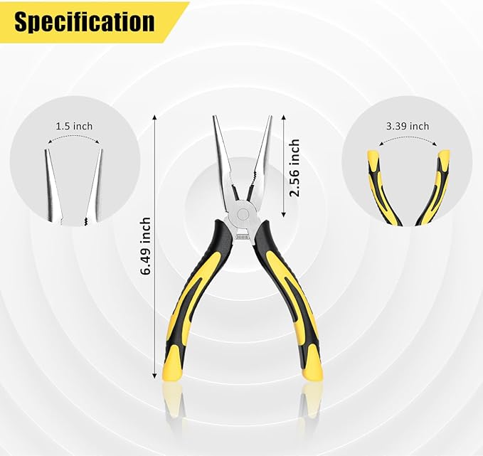 Premium Long Needle Nose Pliers-6?쇺? Paper Clamp Precision, High Carbon Steel, Soft Grip with Wire Cutter, Long Nose Cutting Pliers for Home, Fishing, Jewelry, Crafts,1pcs