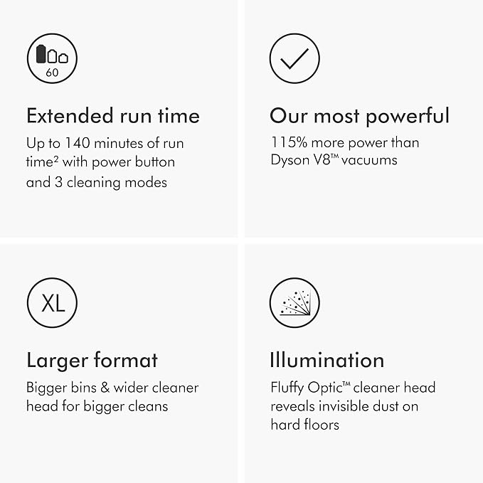 Dyson Gen5outsize Cordless Vacuum, 250AW, 3 Power Modes, Up to 140 Minutes,짼 XL bin, Illumination Reveals dust, HEPA Filtration, All Floor Types