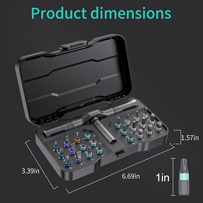 24 in 1 Magnetic Screwdriver Set, DIY Ratchet Screwdriver Set with Detachable Handle, Portable Compact Repair Tool Kit for Furniture Laptop Electronicsv Bicycle