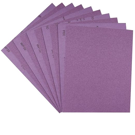 Sandpaper 60 Grit,Wet Dry Sanding Sheets,High Performance White Fused Alumina Abrasive Sand Paper for Wood Furniture Finishing,Metal Grinding,Automotive Polishing,9 x 11 Inch,10-Pack