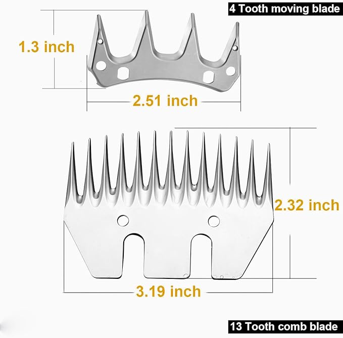 3 Set 13 Tooth Sheep Shears Replacement Blades PRO Universal Blade for All Major Brands Oster GDJOB TAKEKIT BEETRO Dragro Lister Heiniger Clippers for Sheep Alpacas Goats (13 Tooth Silver)