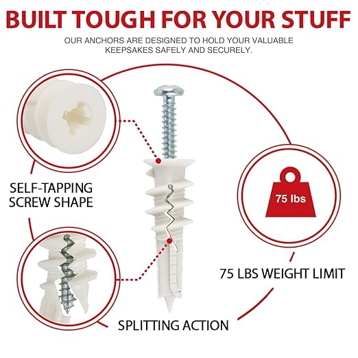 160Pcs Self Drilling Drywall Anchors and Screws kit #8 x 1-1/4?? Superb Wall Anchors for Drywall, Holds Upto 75lbs ??No Drill Hole Required with These Dry Wall Screws and Anchors