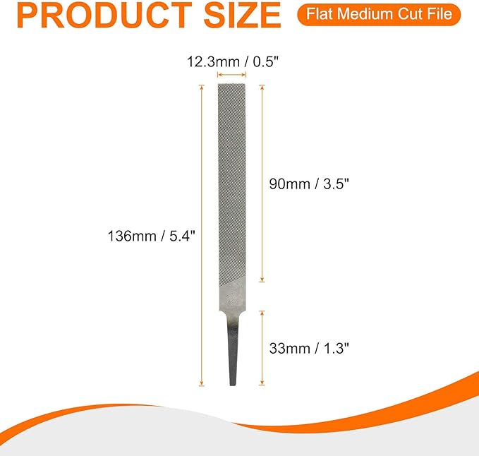 HARFINGTON 2pcs Flat Medium Cut File 4" Double Cut Teeth High Carbon Steel Hand Rasp File without Handle for Metal Wood Deburring Removing