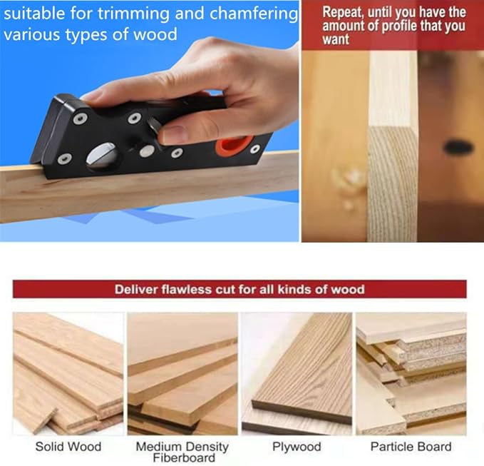 szhdxsy Wood Planar Carpenter's Edge Trimming Tool, Suitable for Manual Chamfering and Planing of Wood, Quick Edge Trimming and Chamfering, Black