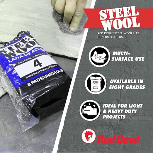 Red Devil 0316 Steel Wool, 3 Coarse, (Pack of 96)