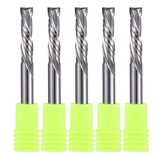 HOZLY 5Pcs Carbide Compression Router Bit Up&Down 2 Flutes End Mills 6mm（0.236inch） Shank with 6mm（0.236inch Cuting Dia for CNC Mill Machine Wookwork 3D Profile Detail Engraver Carving