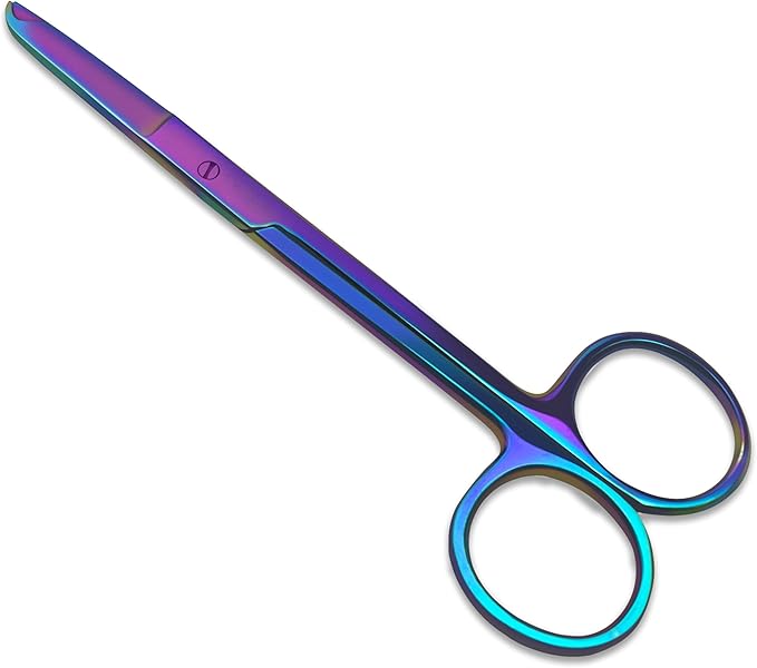 Stitch Scissors 4.5" Rainbow - Precision Suture Removal Scissors with Hook, Multicolor Suture Tool for DIY Enthusiasts and Crafters