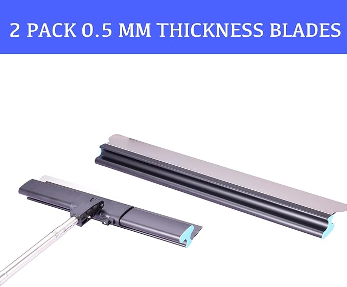 BHTOP Drywall Tools Skimming Blade with Extension Handle - 12", 20" & 32" Blades with 2 Pack 0.3 mm Blades, Construction Tools End Caps, Wall-Board with Outer Box in Black