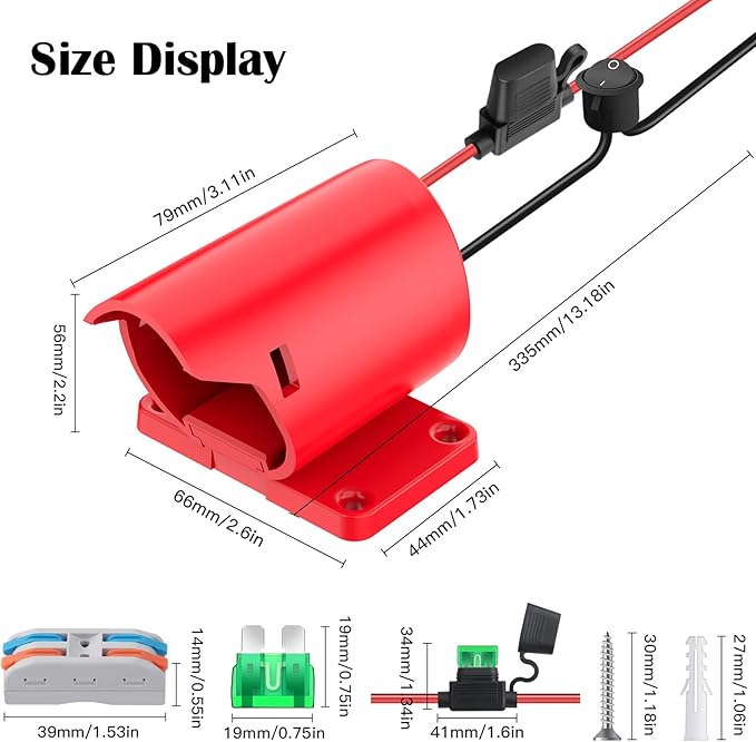 2 Packs Power Wheel Adapter for Milwaukee M12 Battery Adapter 12V Power Wheel Battery Conversion Kit with Fuse & Switch & Wire Terminals 12AWG Wire for DIY Ride On Truck and Rc Toys