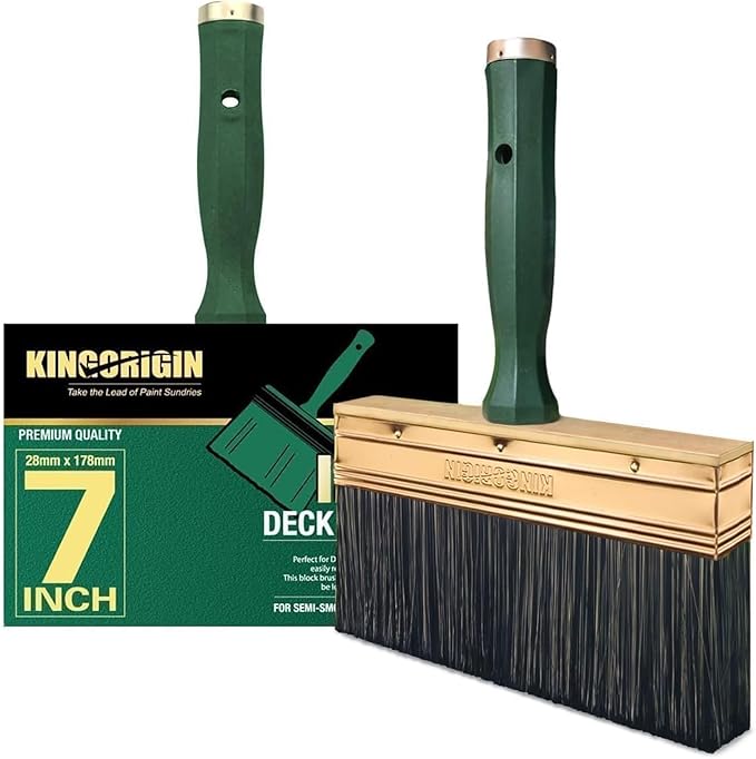 7 Inch Paint Brush, Quick Deck Brush with Threaded Handle for Extension Use, Paint Brushes for Walls, Stain Brushes for Wood, Fence and Furniture