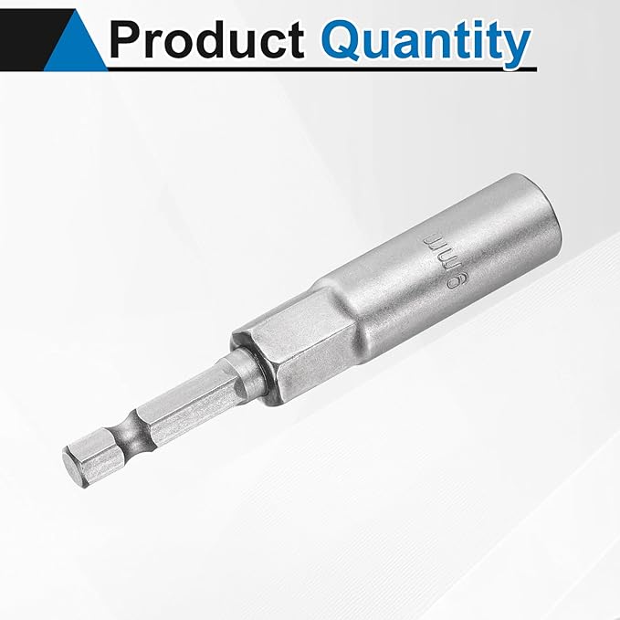 HARFINGTON Nut Driver Drill Bit 9mm Metric Socket 1/4" Hex Shank 3.15" (80mm) Long 6-Point Sockets Quick Change CR-V Steel Bolt Setters for Power Drill Drivers