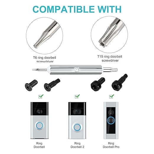 Ring Doorbell Screwdriver Replacement & Charger Charging Cable Cord, Fit Video Doorbell, Video Doorbell 2 3 and Pro & Elite Ring Doorbell Security Screw (Orange)